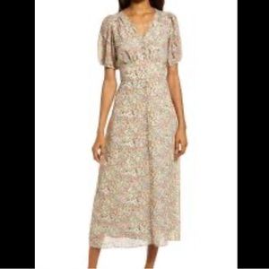 NWT FLORAL BUTTON FRONT MAXI DRESS IN BLUE GARDEN PARTY FLORAL